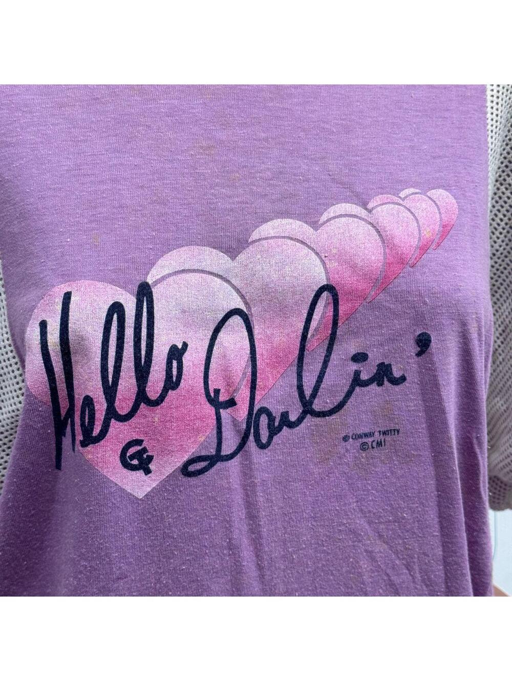 Vintage 70s 80s Chemisiers du Faucon Lavender "Hello Darlin'" Top - Picture 2 of 8